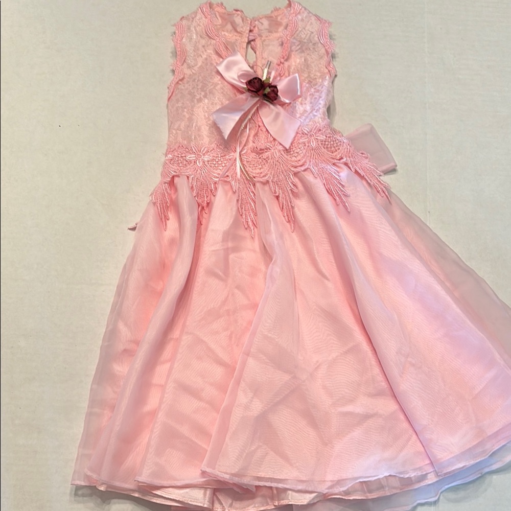 VTG Pink Embellished Girls Formal Flower Girl Princess Dress